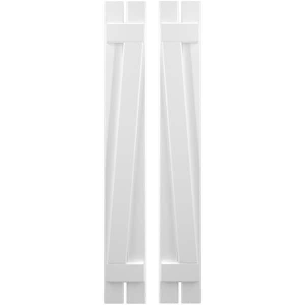 Ekena Millwork Americraft 2-Board (2 Batten) Wood Spaced Board-n-Batten Shutters w/ Z-Bar, ARW102SB207X77WHH, PR ARW102SB207X77WHH - main